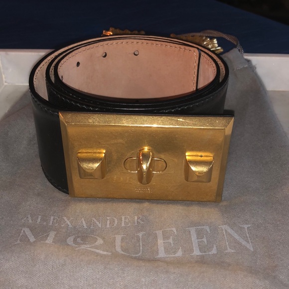 🆕Alexander McQueen Wide Belt (Black) Leather New! Size 85 Runway Collection 💯 - Picture 1 of 9